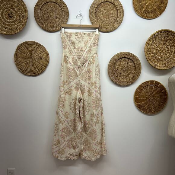 NEW AE American Eagle Boho Smocked Drop Waisted Bella Strapless Jumpsuit Medium - Picture 2 of 6